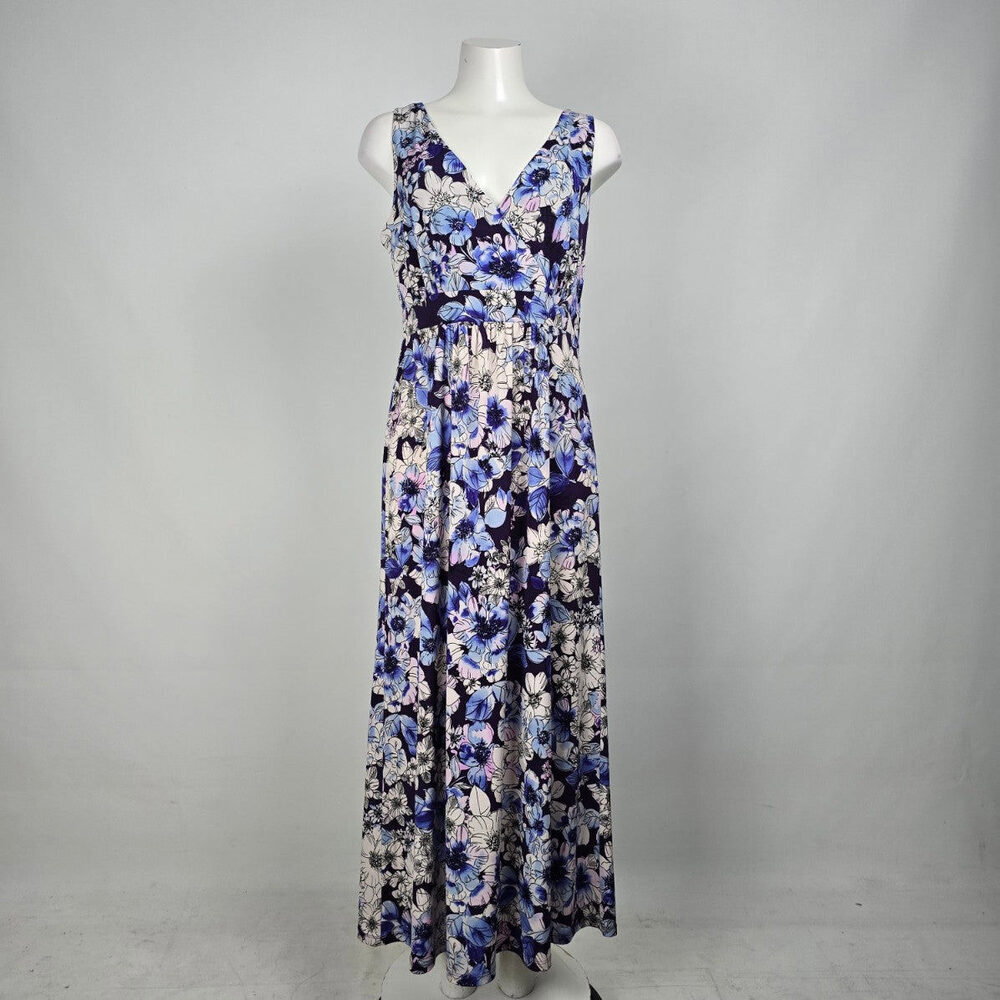 Cold Water Creek Blue Floral Maxi Dress Size 12